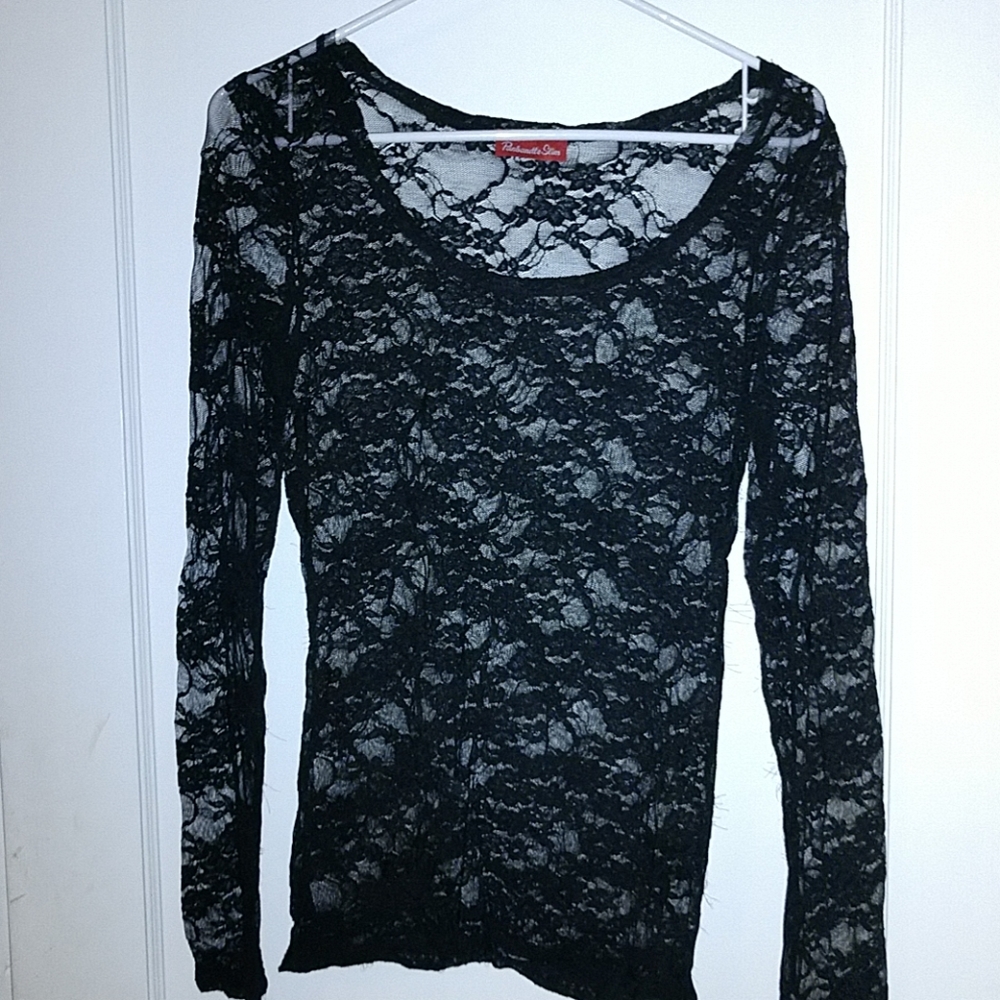 Black sheer lace top